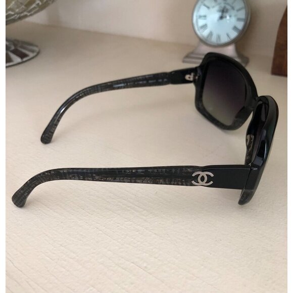 Authentic CHANEL Acetate Tweed Effect Sunglasses 5177 Black with Case - Picture 6 of 13